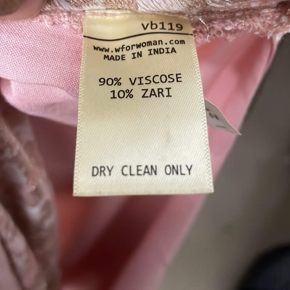 W Light Pink/Peach Dobby Kurta - Picture 16 of 17